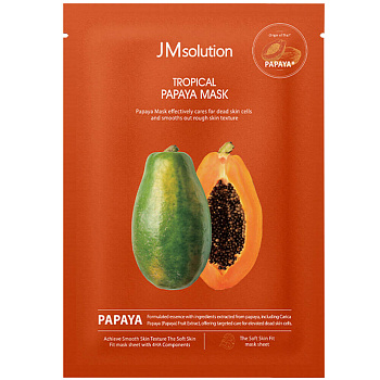 Выравнивающая тканевая маска с папайей JMsolution Tropical Papaya Mask 30мл